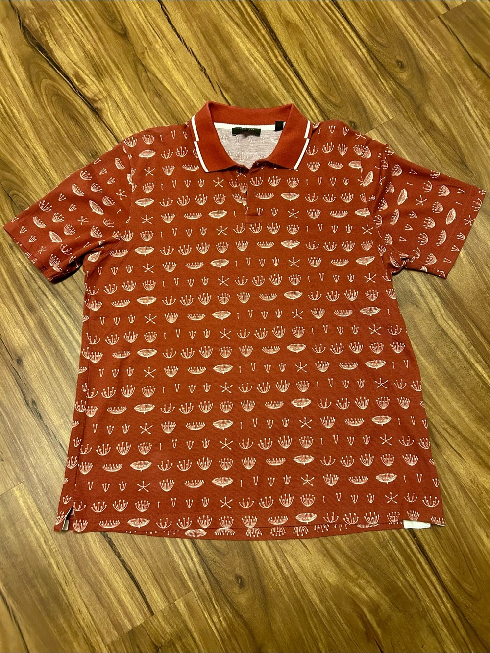 Men's rust Patterned Polo Shirt Ted Baker Rust Fall Cream Printed Polo London 5